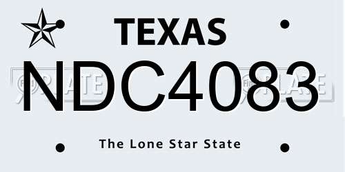 NDC4083 Texas License Plate