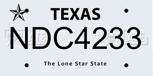 NDC4233 Texas License Plate