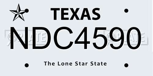 NDC4590 Texas License Plate