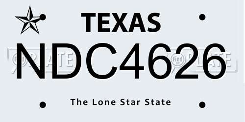 NDC4626 Texas License Plate