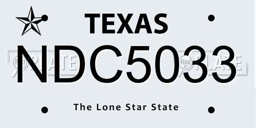 NDC5033 Texas License Plate
