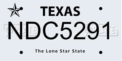 NDC5291 Texas License Plate