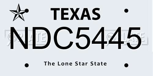 NDC5445 Texas License Plate