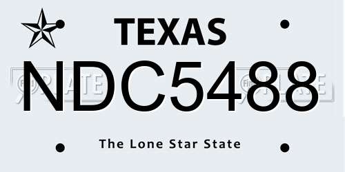 NDC5488 Texas License Plate