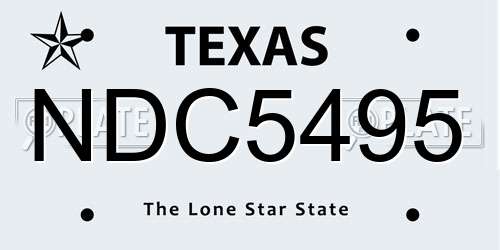 NDC5495 Texas License Plate