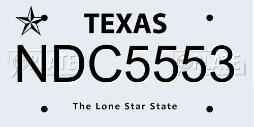 NDC5553 Texas License Plate