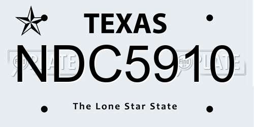 NDC5910 Texas License Plate