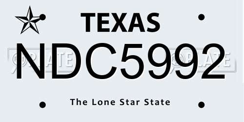 NDC5992 Texas License Plate