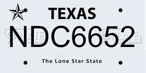 NDC6652 Texas License Plate