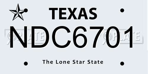 NDC6701 Texas License Plate