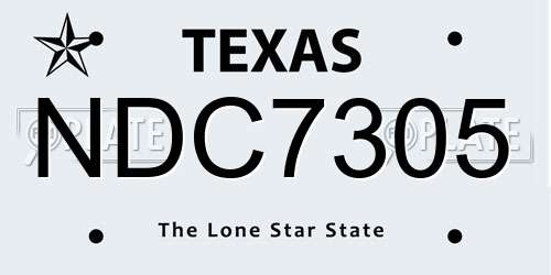 NDC7305 Texas License Plate