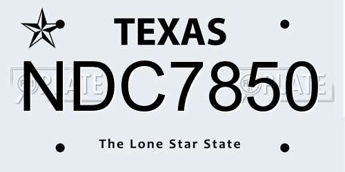 NDC7850 Texas License Plate
