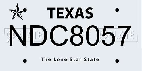 NDC8057 Texas License Plate