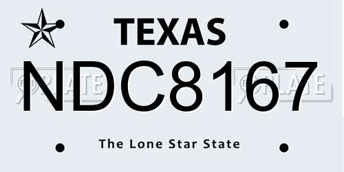 NDC8167 Texas License Plate
