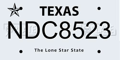 NDC8523 Texas License Plate