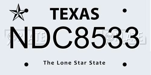 NDC8533 Texas License Plate