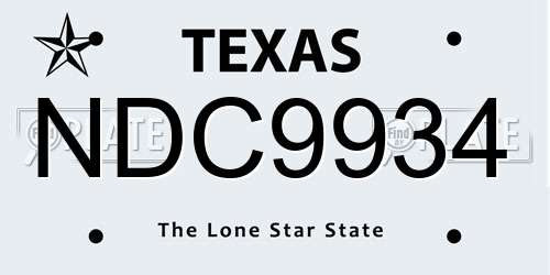 NDC9934 Texas License Plate