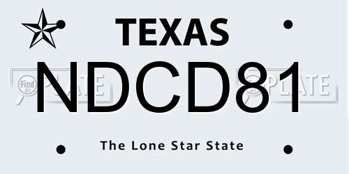 NDCD81 Texas License Plate