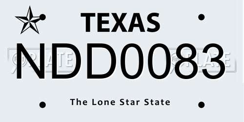 NDD0083 Texas License Plate