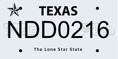 NDD0216 Texas License Plate
