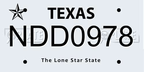 NDD0978 Texas License Plate