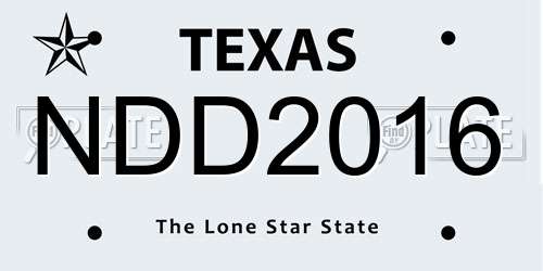 NDD2016 Texas License Plate