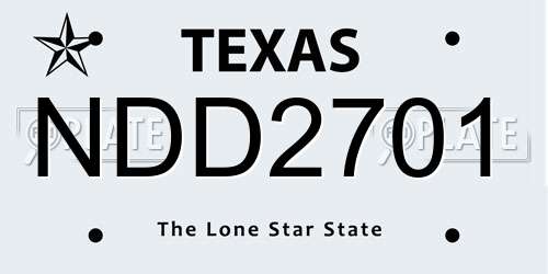 NDD2701 Texas License Plate
