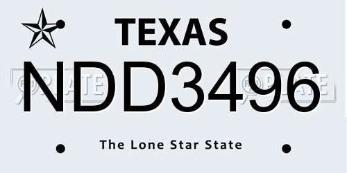 NDD3496 Texas License Plate