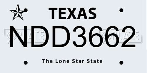 NDD3662 Texas License Plate
