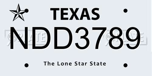 NDD3789 Texas License Plate