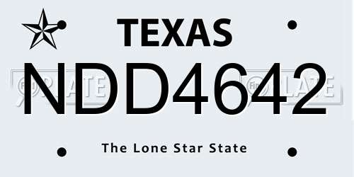 NDD4642 Texas License Plate