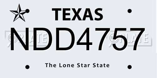 NDD4757 Texas License Plate