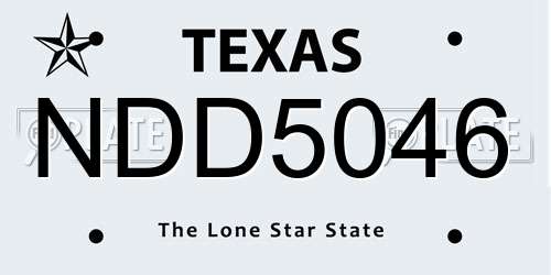 NDD5046 Texas License Plate