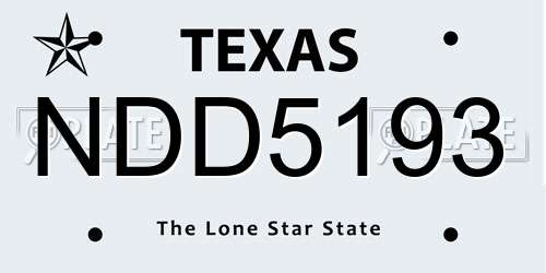 NDD5193 Texas License Plate