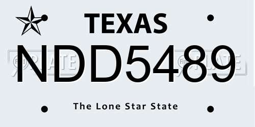NDD5489 Texas License Plate