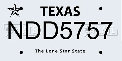 NDD5757 Texas License Plate