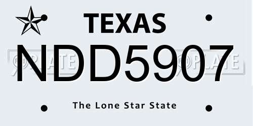 NDD5907 Texas License Plate