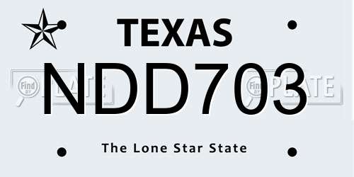 NDD703 Texas License Plate
