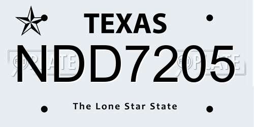 NDD7205 Texas License Plate