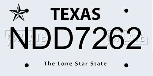 NDD7262 Texas License Plate