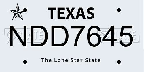 NDD7645 Texas License Plate