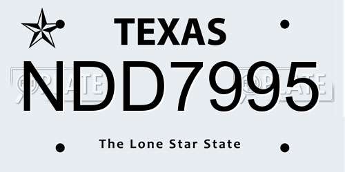NDD7995 Texas License Plate