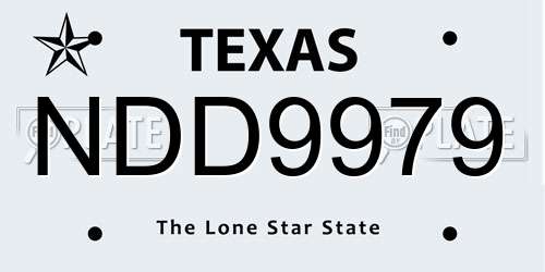 NDD9979 Texas License Plate