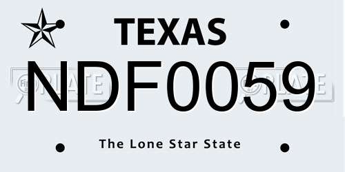 NDF0059 Texas License Plate