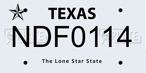 NDF0114 Texas License Plate