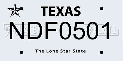 NDF0501 Texas License Plate