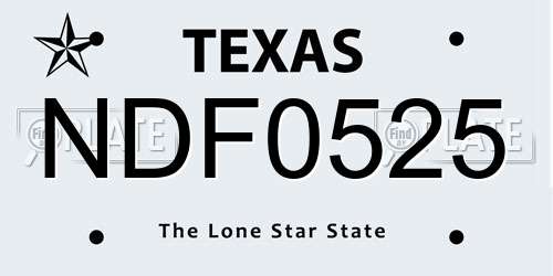 NDF0525 Texas License Plate