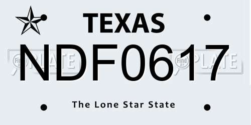 NDF0617 Texas License Plate