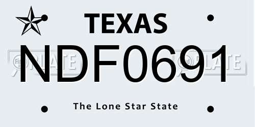 NDF0691 Texas License Plate