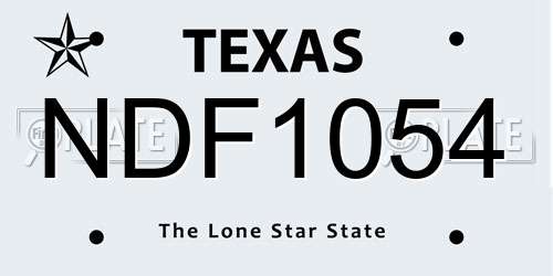 NDF1054 Texas License Plate